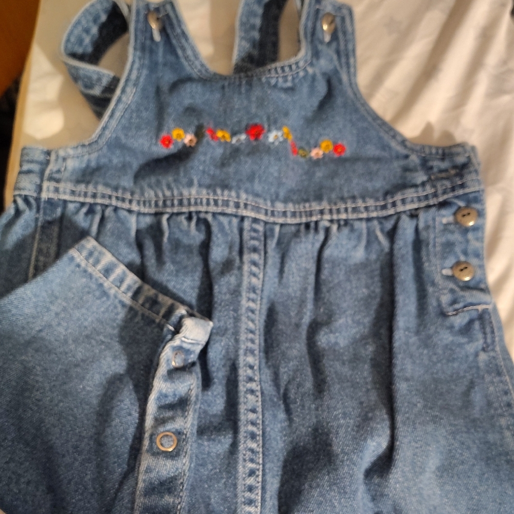 Carter's Blue Denim Overalls with Floral Accents
